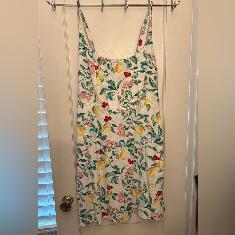Floral and Fruit Print Sleeveless Dress